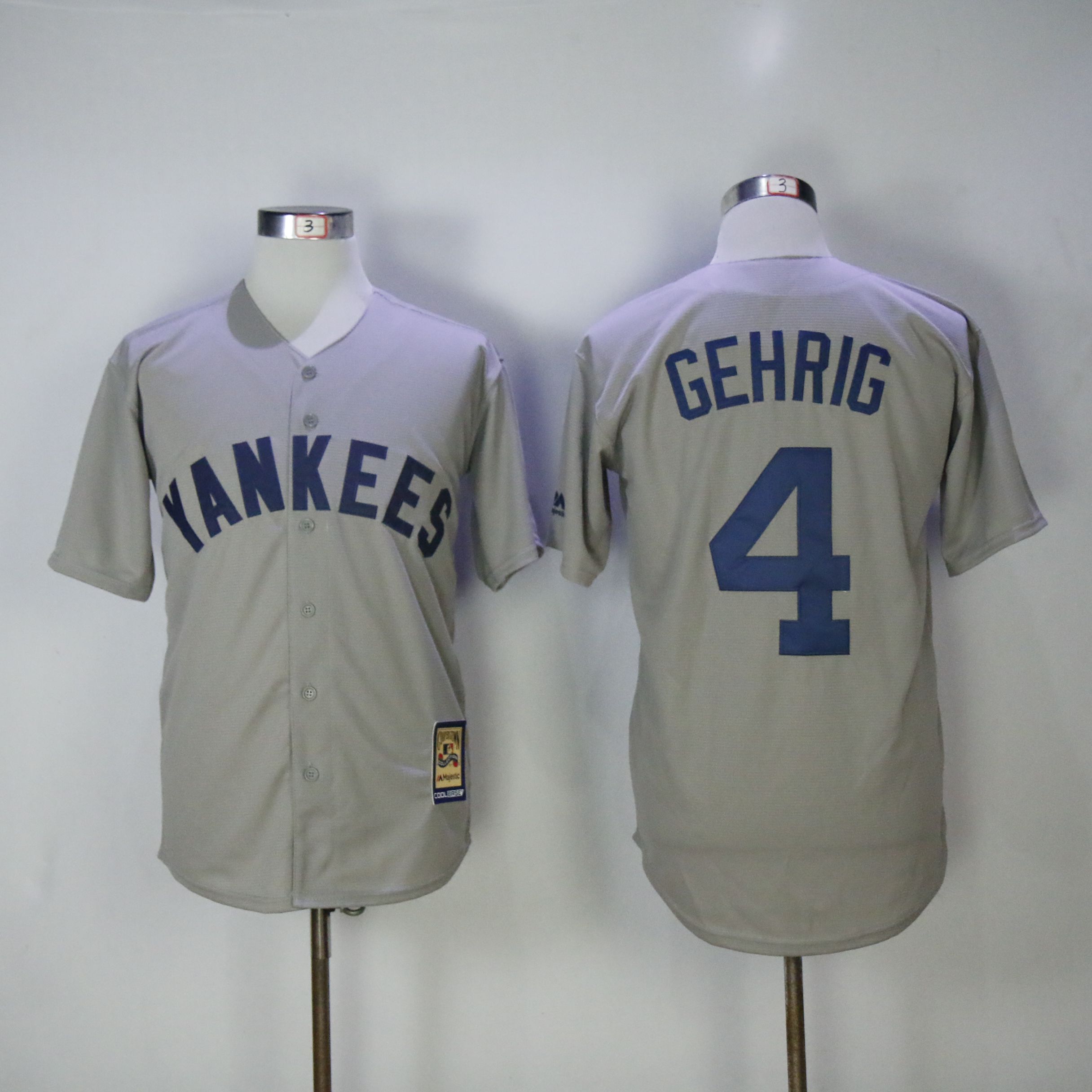 Men New York Yankees #4 Gehrig Grey Throwback MLB Jerseys->new york yankees->MLB Jersey